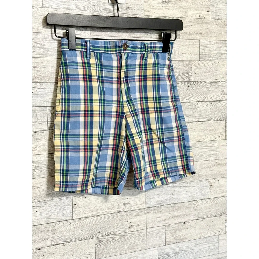 Kitestrings Boys Blue Yellow Plaid Madras Shorts‎ Size 7 Classic American Style